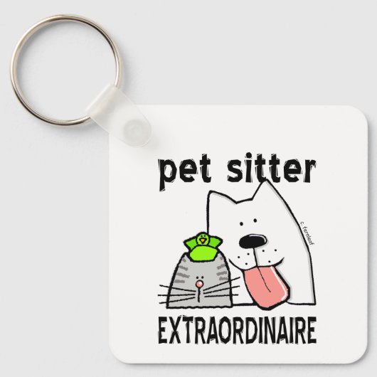 Schattigee Buitengewone Pet Sitter Sleutelhanger (Voorkant)