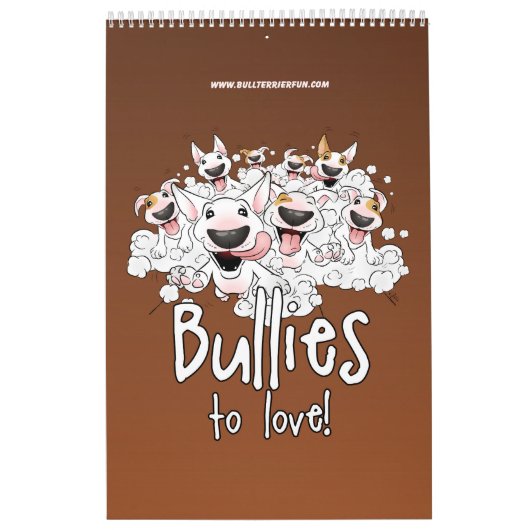 Schattigee Bull Terrier Cartoon Kalender (Hoes)