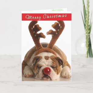 Schattigee Bulldog kerstkaart Feestdagen Kaart