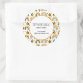 Schattigee Bumble Bee en Rainbows Pattern Business Ronde Sticker (Tas)