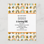 Schattigee Bumble Bee en Rainbows Pattern Verjaard Uitnodiging Briefkaart (Voorkant)
