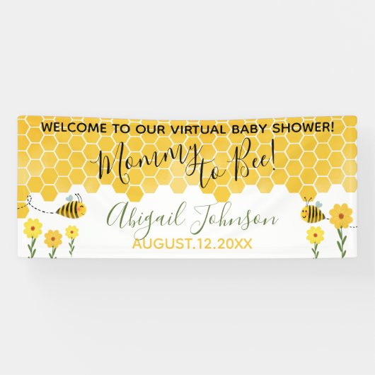 Schattigee Bumblebee Mama naar Bee Virtual Baby sh Spandoek (Horizontaal)