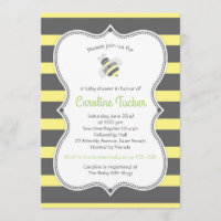 Schattigee Bumblebee Stripes Baby shower Uitnodigi