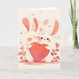 Schattigee Bunnies Anime Love Feestdagen Kaart