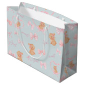 Schattigee Bunnies & Bows mint Gift Bag Groot Cadeauzakje (Achterkant Gekanteld)