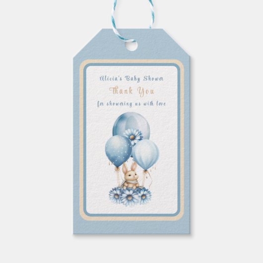 Schattigee Bunny Blue Baby Jongensdouche Cadeaulabel (Voorkant)