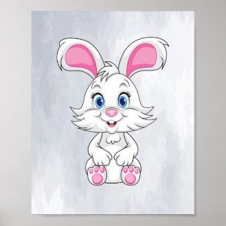 Schattigee Bunny Cartoon Poster ! Baby Konijnenmuu