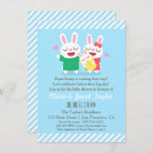 Schattigee Bunny Couple en Baby Shower Uitnodiging (Voorkant / Achterkant)