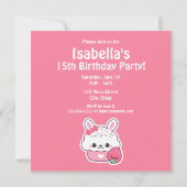 Schattigee Bunny Cupcake verjaardagsfeestje uitnod Kaart (Achterkant)