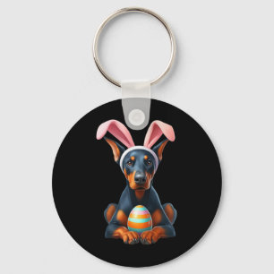 Schattigee Bunny Doberman Pinscher Dog Paasknuffel Sleutelhanger