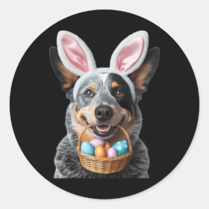 Schattigee Bunny Ear Australian Cattle Dog Easter Ronde Sticker