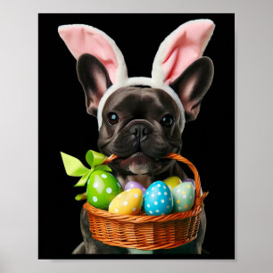 Schattigee Bunny Ear Franse Bulldog Paaseieren Bys Poster