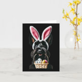 Schattigee Bunny Ear Schotse Terriër Hond Paaseier Kaart (Gele Bloem)