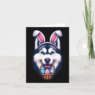 Schattigee Bunny Ear Siberische Husky Dog Easter E Kaart