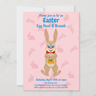 Schattigee Bunny Easter Egg Hunt Brunch Party Kaart
