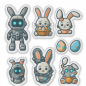 Schattigee Bunny Easter Futuristische Stickers (Voorkant)