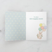 Schattigee Bunny en Balloons Verjaardag Kaart (Binnen)