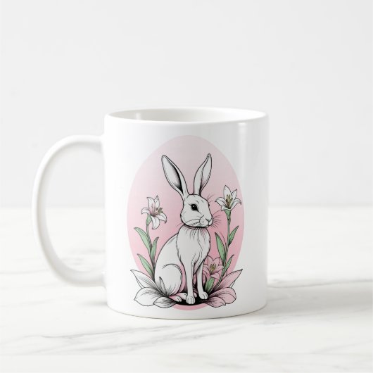 Schattigee Bunny en Lelies Plus Grootte Koffiemok (Links)
