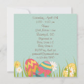 Schattigee Bunny en Paaseieren Baby shower Uitnodi Kaart (Achterkant)