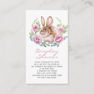 Schattigee Bunny en Roze Bloemen Krans Display Dou Informatiekaartje