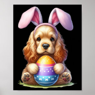 Schattigee Bunny Er Spaniel Hond Paasknuffel Eiere Poster