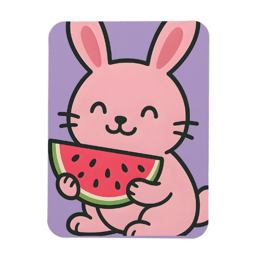 Schattigee Bunny Eten Watermeloen Magnet Magneet (Verticaal)