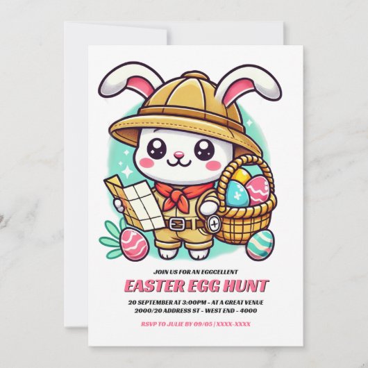 Schattigee Bunny Explorer Easter Egg Hunt Kaart (Voorkant)