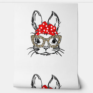 Schattigee Bunny Face Leopard Print Red Bandana Ra Behang