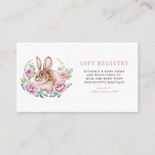 Schattigee Bunny Floral Krans Baby shower Registry Informatiekaartje