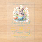 Schattigee Bunny Floral Paasbrunch Acryl Uitnodigingen (Voorkant)