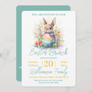 Schattigee Bunny Floral Paasbrunch Kaart