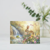 Schattigee Bunny Frog Waterval Briefkaart Spring W (Staand voorkant)