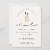 Schattigee Bunny Garden Spring eerste verjaardagsf Kaart (Voorkant)