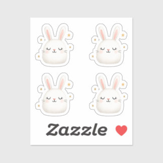Schattigee Bunny Gezicht Set – Schattige White Rab Sticker