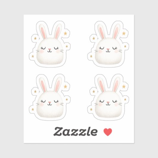 Schattigee Bunny Gezicht Set – Schattige White Rab Sticker (Vel)