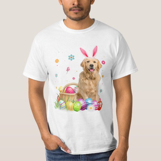 Schattigee Bunny Golden Retrieve T-shirt (Voorkant)