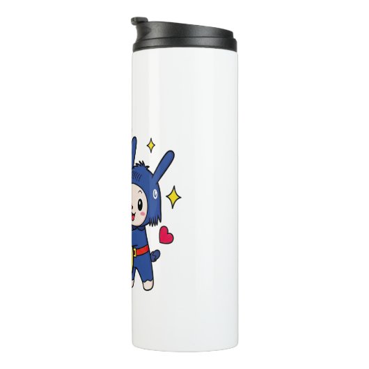 Schattigee Bunny Hugging Candy Corn Thermosbeker (Geroteerd rechts)