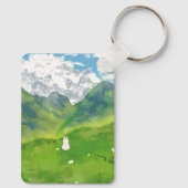 Schattigee Bunny in Mountain Uitzicht Personaliser Sleutelhanger (Achterkant)