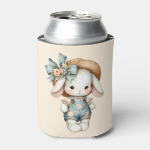 Schattigee Bunny in Overalls met Straw Pet & Bow M Blikjeskoeler
