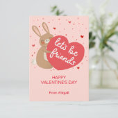 Schattigee Bunny Kinder Klaslokaal Valentijn Note Kaart (Staand voorkant)