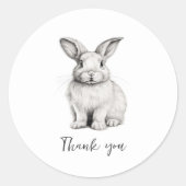 Schattigee Bunny Minimalist Bedankt Sticker (Voorkant)