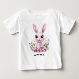 Schattigee Bunny Pink Flowers met Paasei