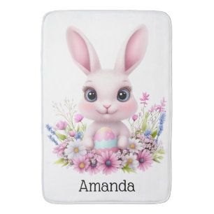Schattigee Bunny Pink Flowers met Paasei Badmat