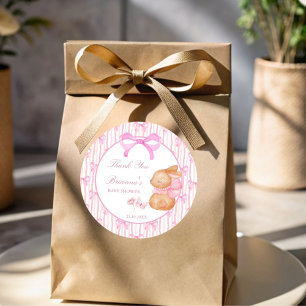 Schattigee Bunny roze boog baby shower gunst Ronde Sticker