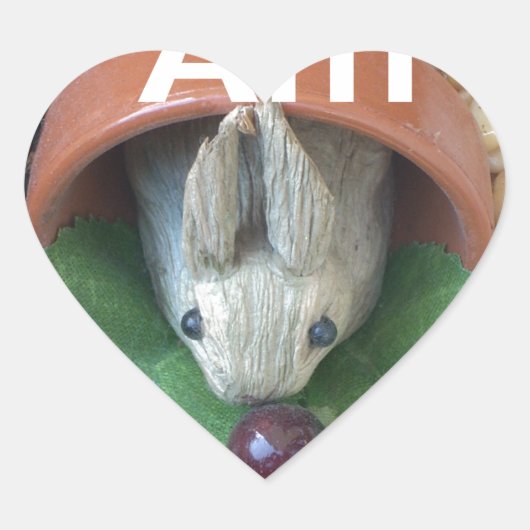 Schattigee Bunny Snacking Hart Sticker (Voorkant)