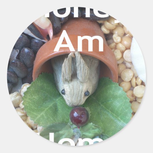 Schattigee Bunny Snacking Ronde Sticker (Voorkant)