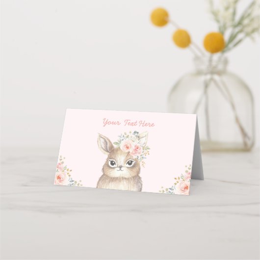 Schattigee Bunny Soft Blush Gold Waterverf Bloemen (Voorkant)