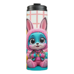Schattigee Bunny Waterfles – Schattig Blauw Konijn Thermosbeker