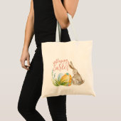 Schattigee Bunny Waterverf Eieren Paas Canvas tas (Voorkant (product))