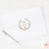Schattigee Bunny Wildflower Meisje Verjaardag Ronde Sticker (Envelop)